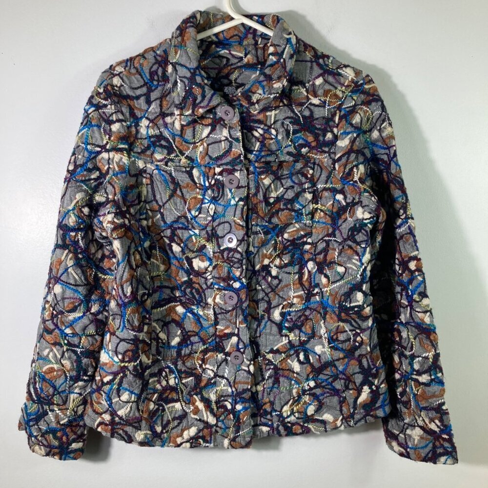 Womens Ronnie Salloway Yarn Jacket Gray Multicolored M‎